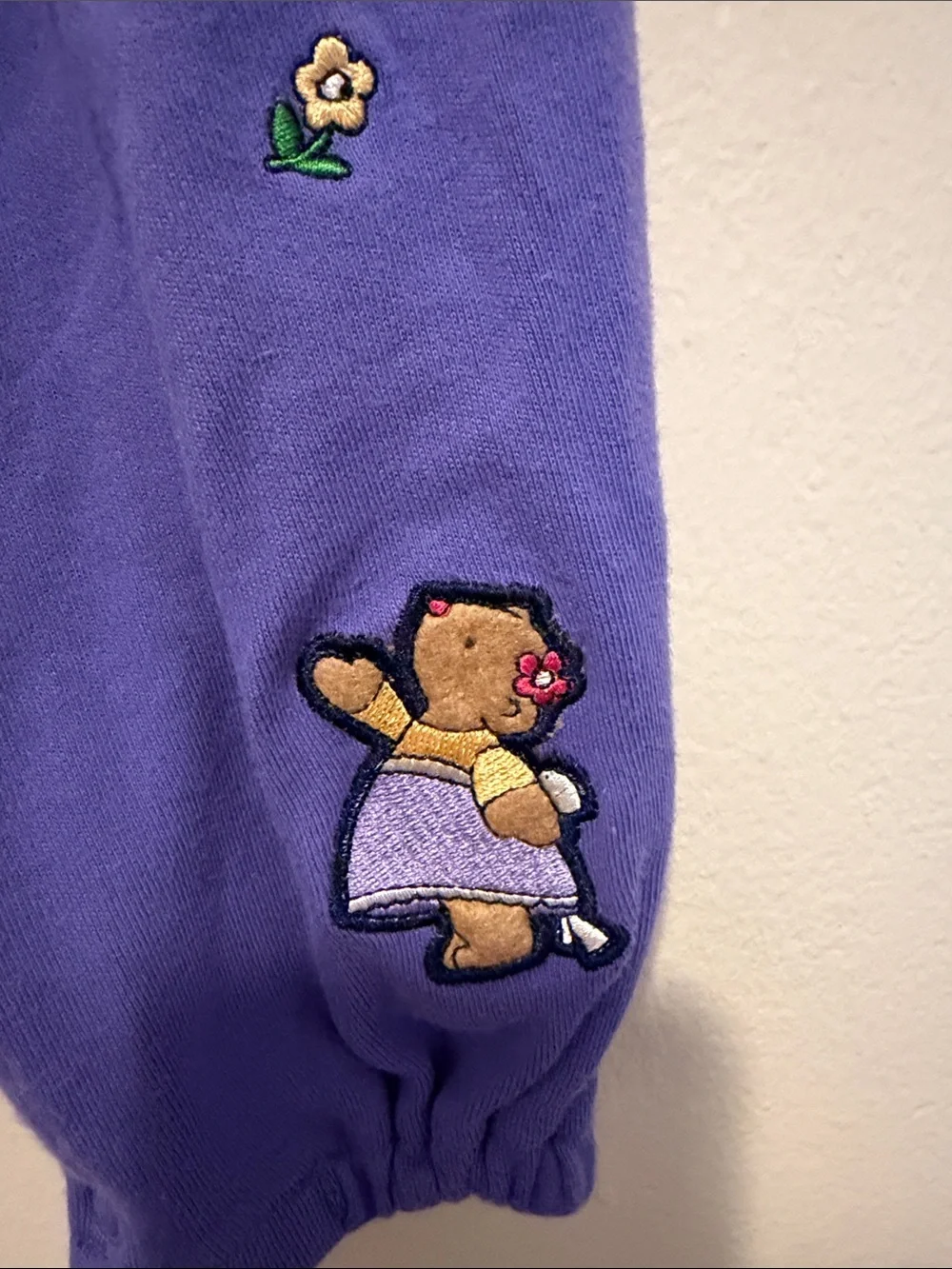 Carter's Purple Sleeveless Embroidered Bear Romper